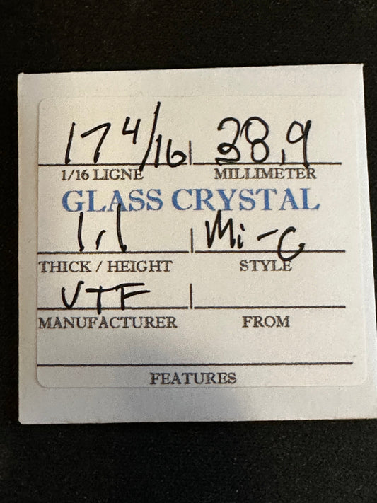 VTF Vintage Glass Pocket Watch Crystal 17-4/16 (~38.9mm) - NOS