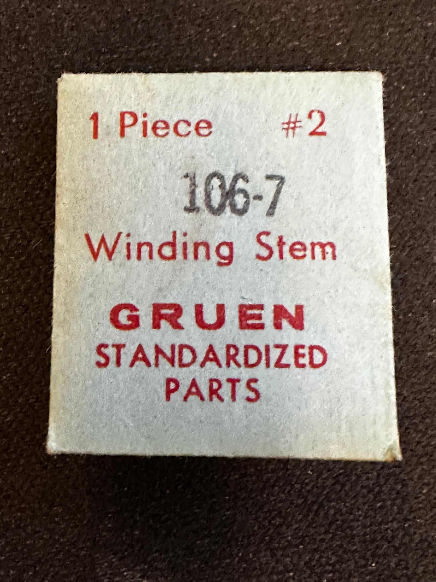 Gruen Factory stem for caliber 106, 107 - new in envelope