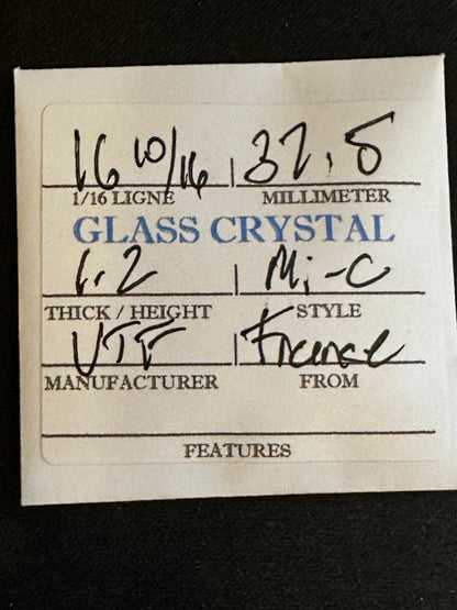 VTF Vintage Glass Pocket Watch Crystal 16-10/16 (~37.5mm) - NOS