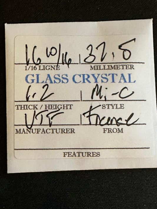 VTF Vintage Glass Pocket Watch Crystal 16-10/16 (~37.5mm) - NOS