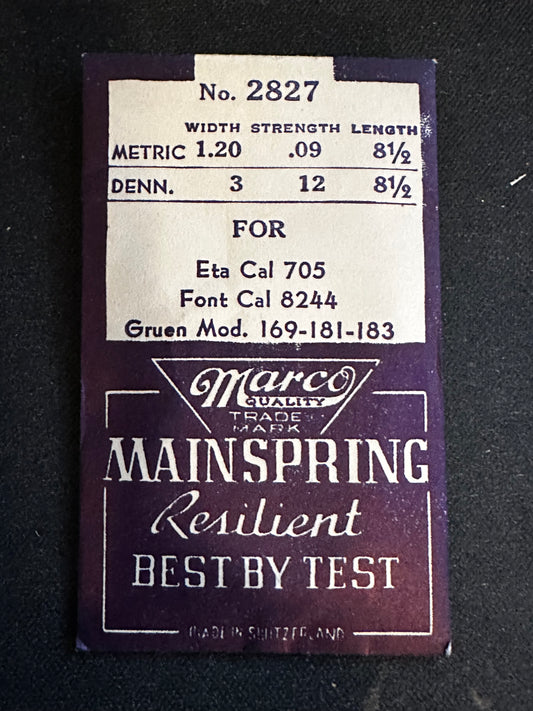 Marco Mainspring #2827 for ETA 705, Font 8244, Gruen 169, 181, 183 - Steel