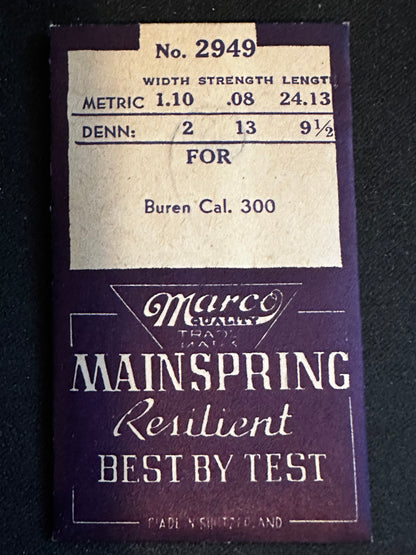 Marco Mainspring #2949 for Buren caliber 300 - Steel