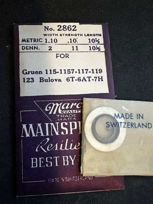Marco Mainspring #2862 for Gruen 115, 1157, 117, 119, 123, Bulova 6T, 6AT, 6H - Steel