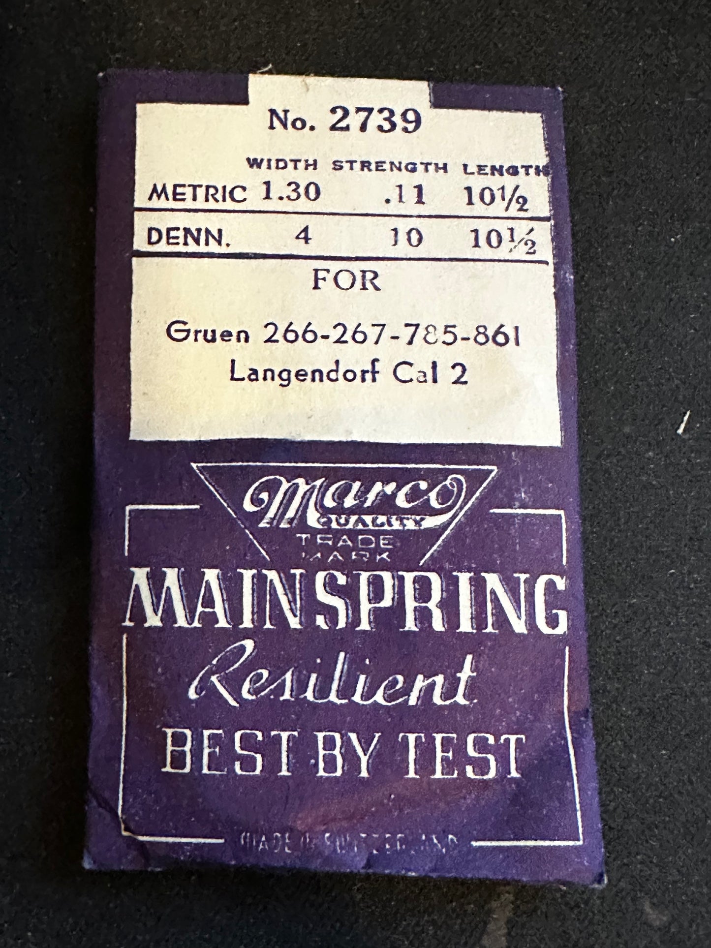 Marco Mainspring #2739 for Langendorf 2, Gruen 266, 267, 785, 861 - Steel