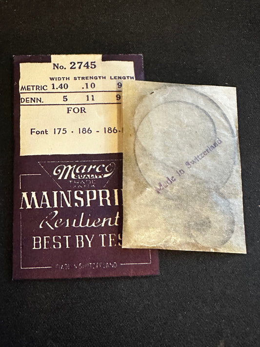 Marco Mainspring #2745 for Font caliber 175, 186, 186.1 - Steel