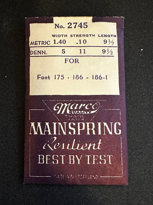 Marco Mainspring #2745 for Font caliber 175, 186, 186.1 - Steel