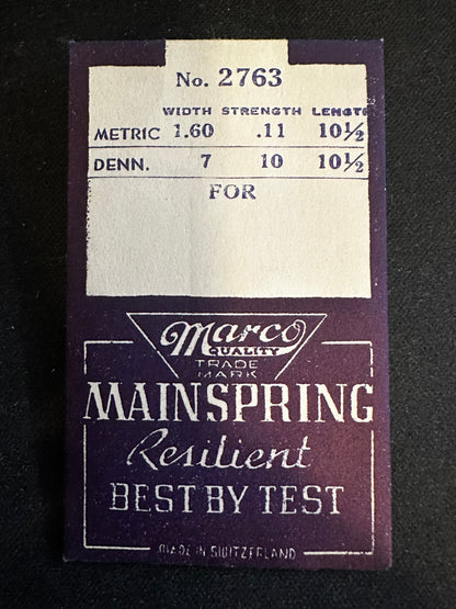 Marco Mainspring #2763 for Buren caliber 410 movements - Steel