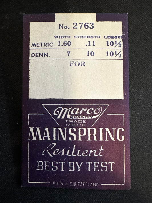Marco Mainspring #2763 for Buren caliber 410 movements - Steel