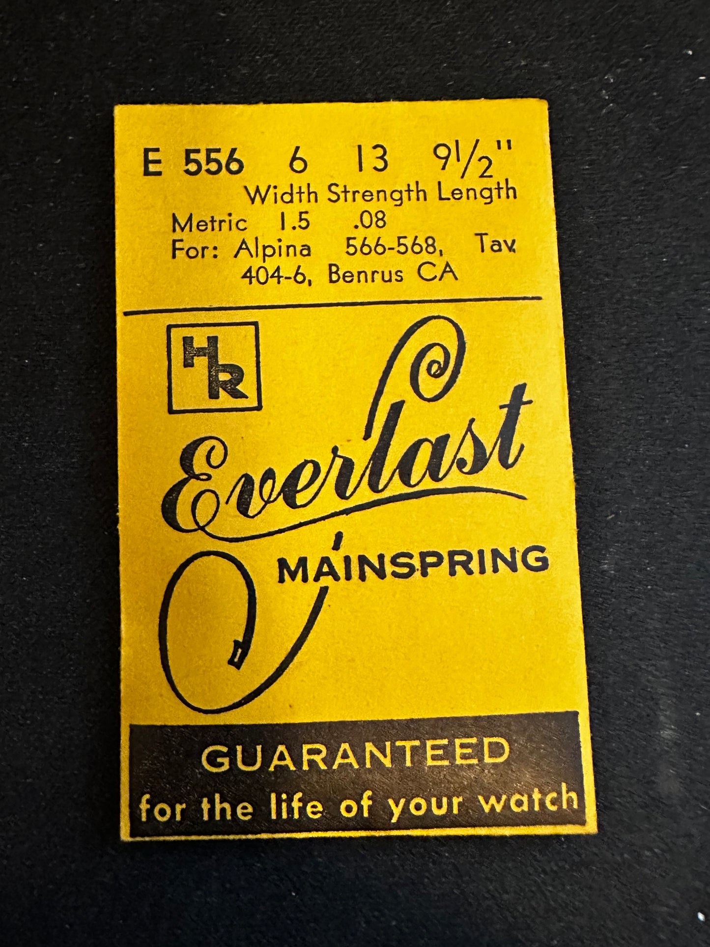 HR Everlast Mainspring E556 for Alpina 566, 568, Tavannes 404, 406, Benrus CA - Steel