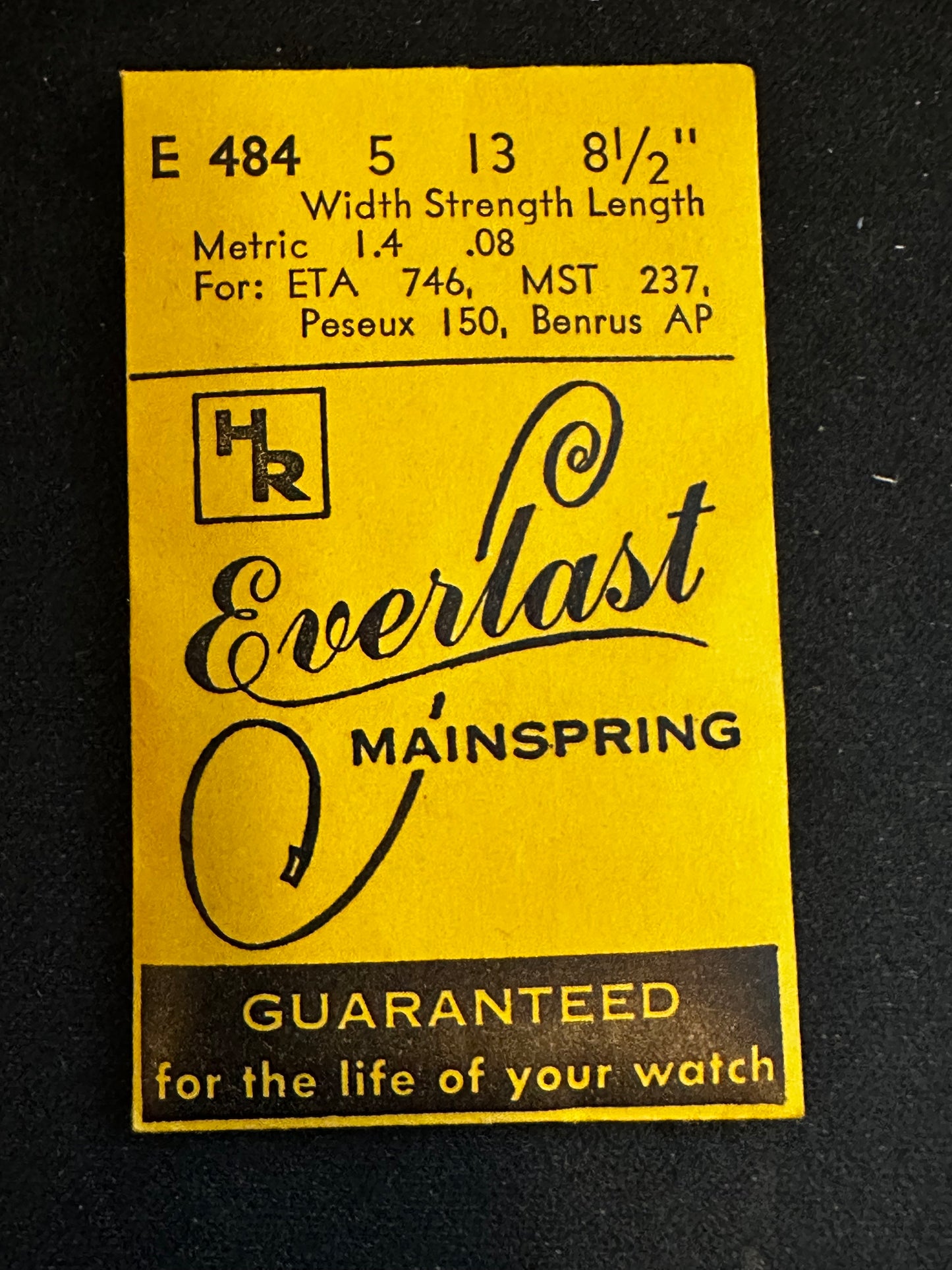 HR Everlast Mainspring E484 for ETA 746, MST 237, Peseux 150, Benrus AP - Steel