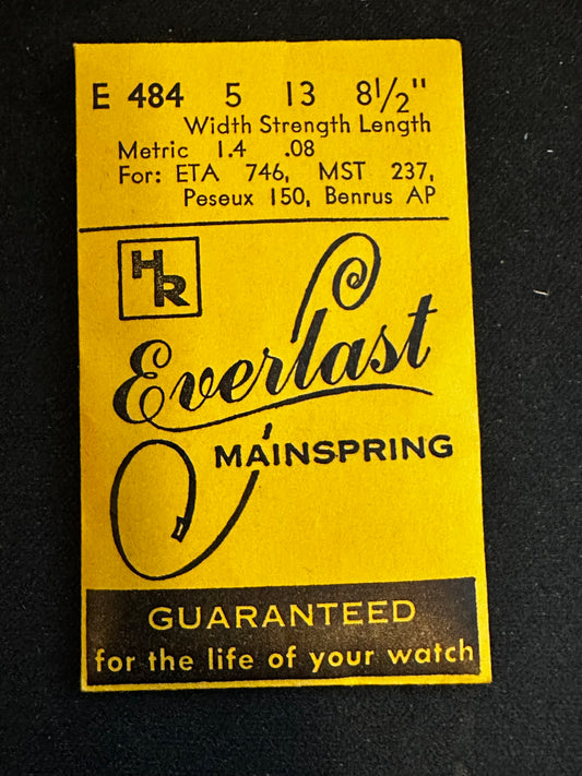 HR Everlast Mainspring E484 for ETA 746, MST 237, Peseux 150, Benrus AP - Steel