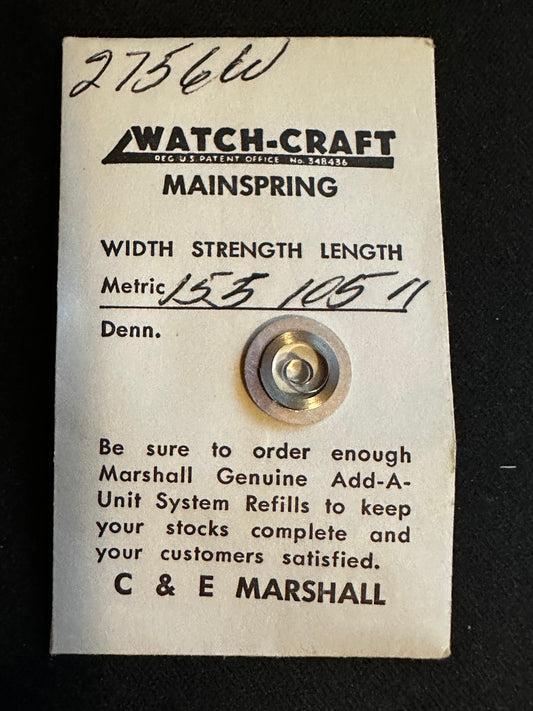 WATCH-CRAFT Mainspring 2756W for ETA 900, 1015 - Alloy