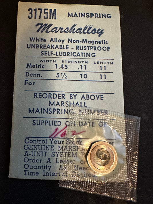 Marco Marshalloy Mainspring 3175M for Venus 226, 227, Jeambrun 26D, LIP D26 - Alloy