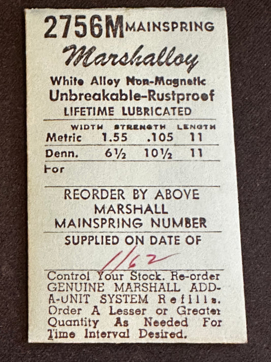 Marco Marshalloy Mainspring 2756M for ETA 900, 1015 - Alloy