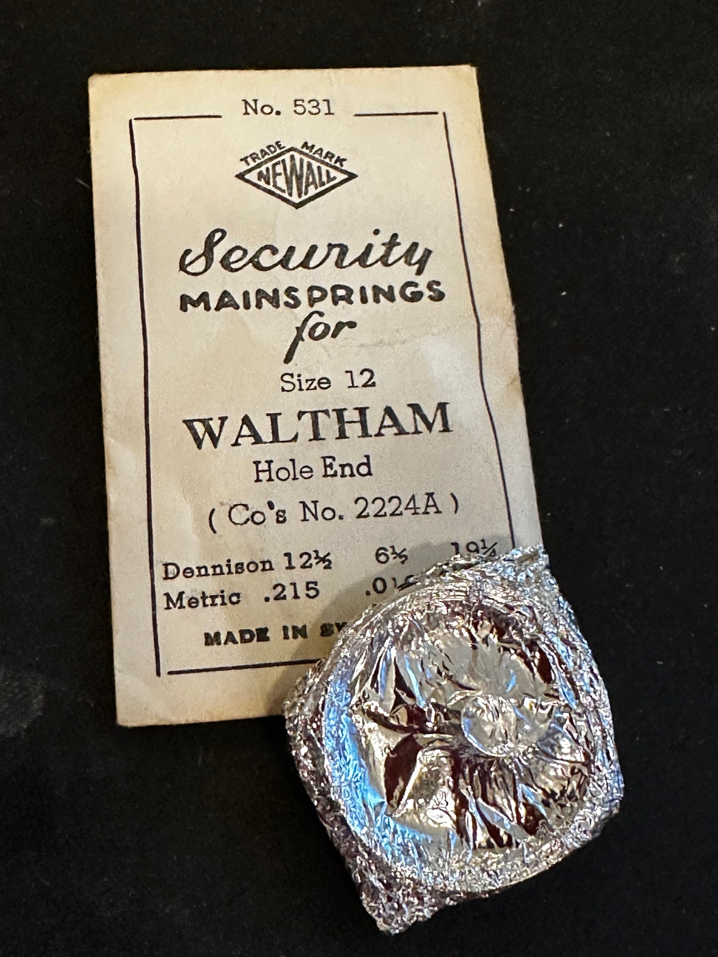 Newall Security Mainspring #531 for 12s Waltham No. 2224A - Steel