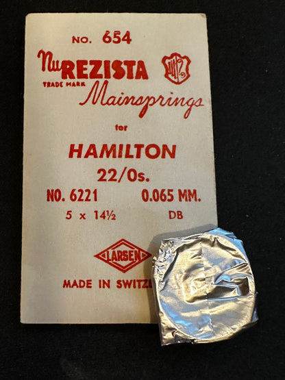 NuREZISTA Mainspring #654 for Hamilton 22/0s Factory No. 6221 - Steel