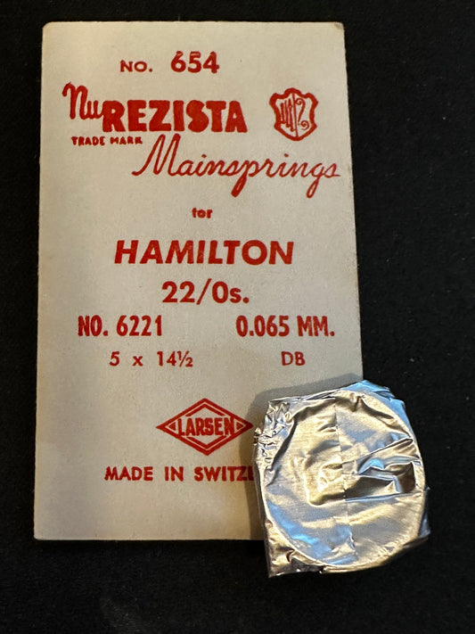 NuREZISTA Mainspring #654 for Hamilton 22/0s Factory No. 6221 - Steel