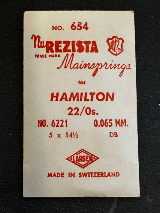 NuREZISTA Mainspring #654 for Hamilton 22/0s Factory No. 6221 - Steel