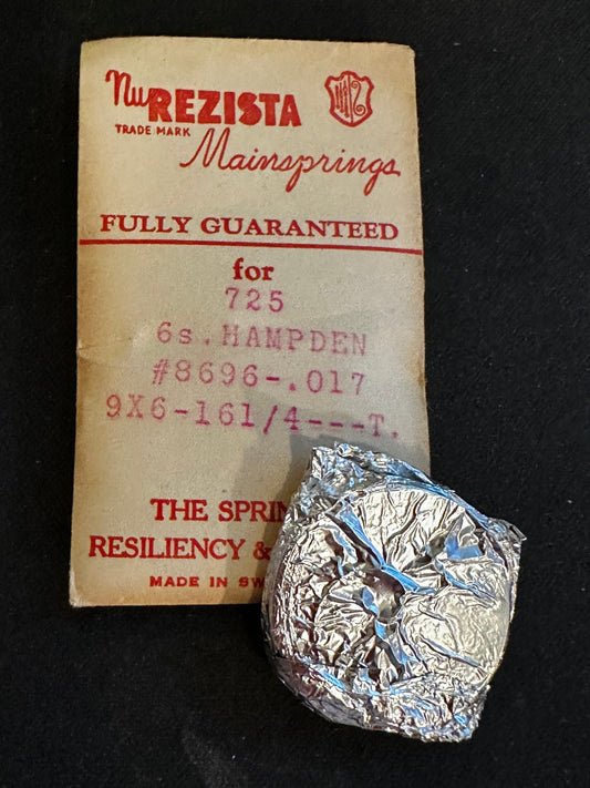 NuREZISTA Mainspring #725 for 6s Hampden Factory No. 8696 - Steel