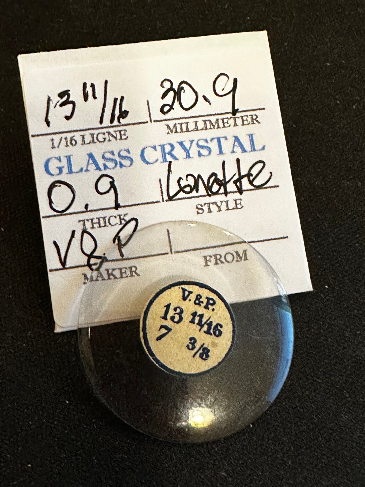 V&P Vintage Glass Watch Crystal 13-11/16 (30.9mm) - NOS