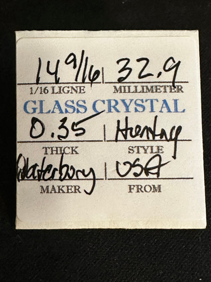 Waterbury Vintage Glass Hunting Case Watch Crystal 14-9/16 (~32.9mm) - NOS
