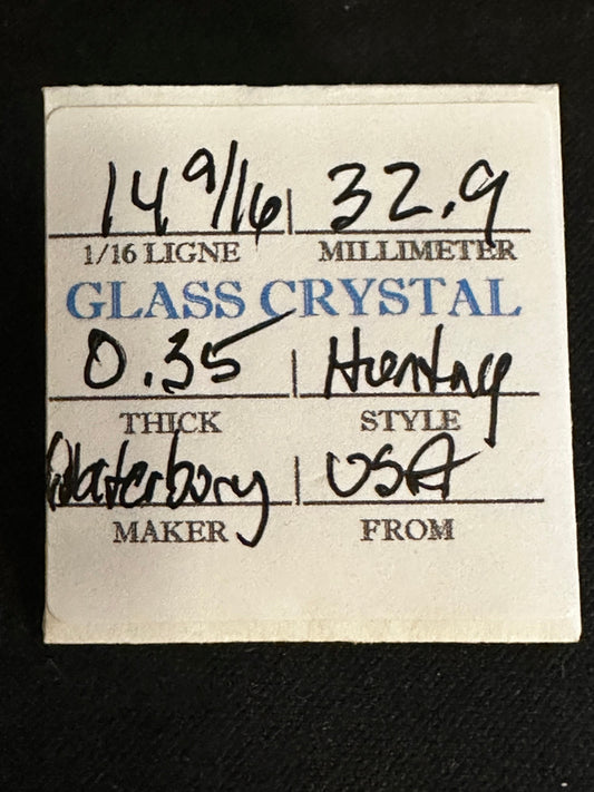 Waterbury Vintage Glass Hunting Case Watch Crystal 14-9/16 (~32.9mm) - NOS