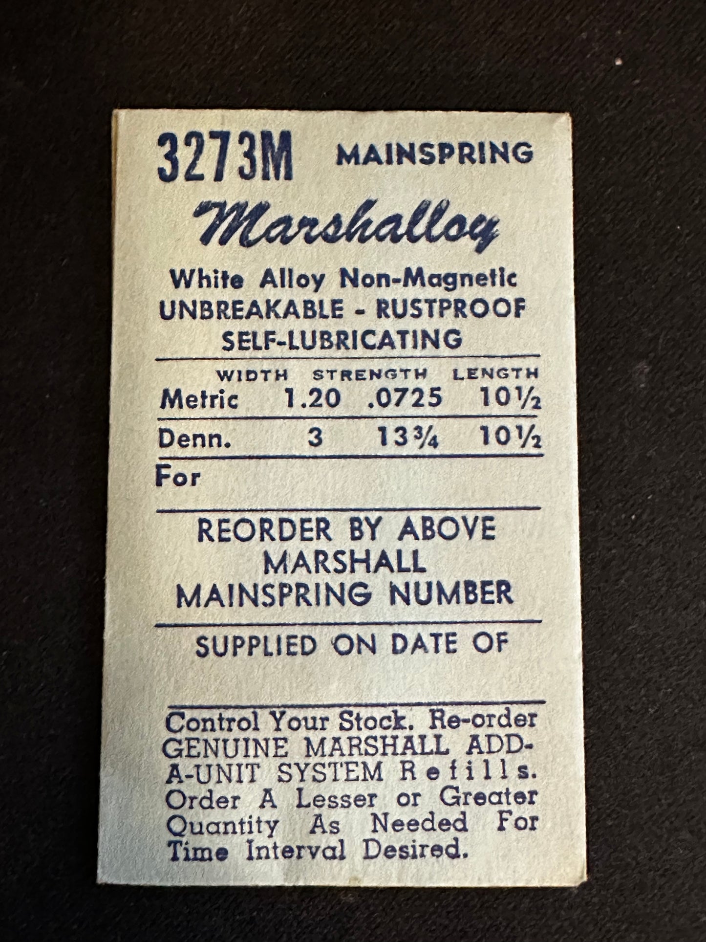 Marco Marshalloy Mainspring 3273M for Longines 15.18, 15.23, Champ 21-9, Concord 487 - Alloy
