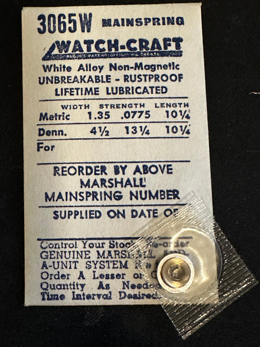 WATCH-CRAFT Mainspring 3065W for Font 120, 123, 123-1, Benrus AI - Alloy