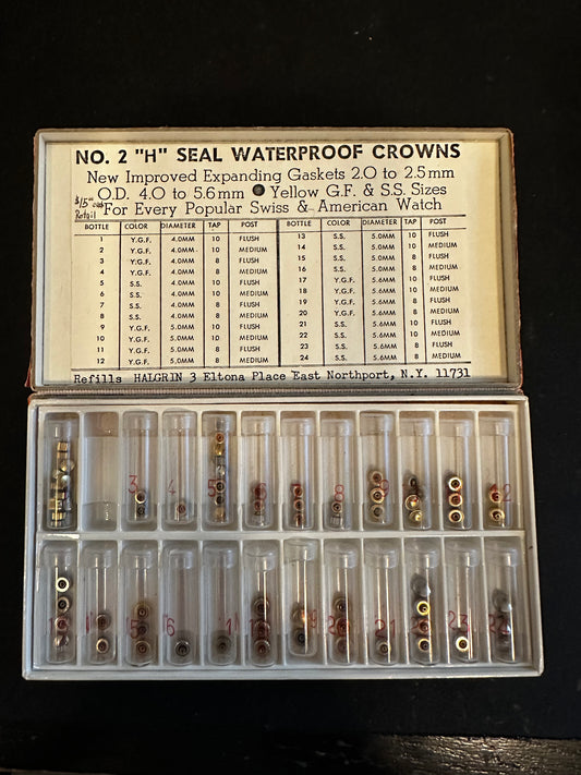 HALGRIN Assortment No. 2 "H" Seal (O-Ring) Waterproof Crowns in Box