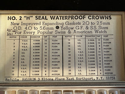 HALGRIN Assortment No. 2 "H" Seal (O-Ring) Waterproof Crowns in Box
