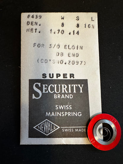 Newall SUPER Security Mainspring #439 for Elgin 0s Factory No. 2097 / 6095 - Alloy