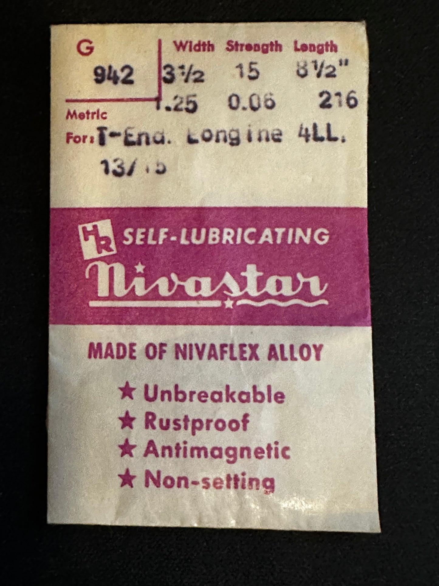 HR Nivastar Mainspring G942 for Longines caliber 4LL, 13/15 - Alloy