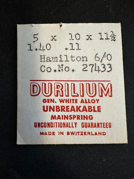 Durilium Mainspring for Hamilton 6/0s No. 27433 - Alloy
