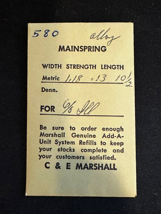Marco Mainspring 580P for 6/0s Illinois Factory No. 47364 - Alloy