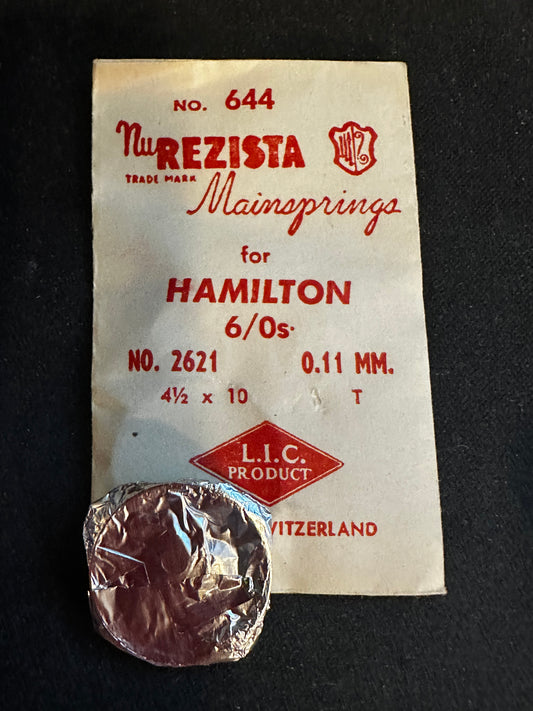 NuRezista Mainspring #644 for Hamilton 6/0s No. 2521- Steel