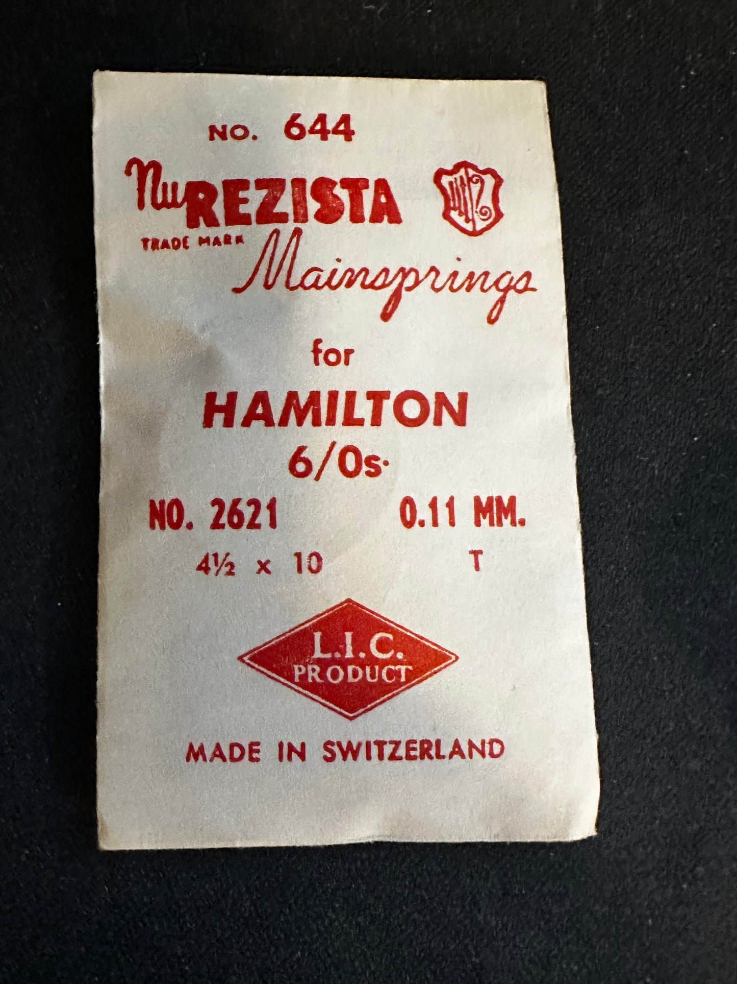 NuRezista Mainspring #644 for Hamilton 6/0s No. 2521- Steel