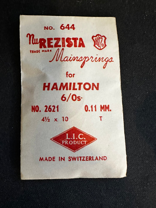 NuRezista Mainspring #644 for Hamilton 6/0s No. 2521- Steel