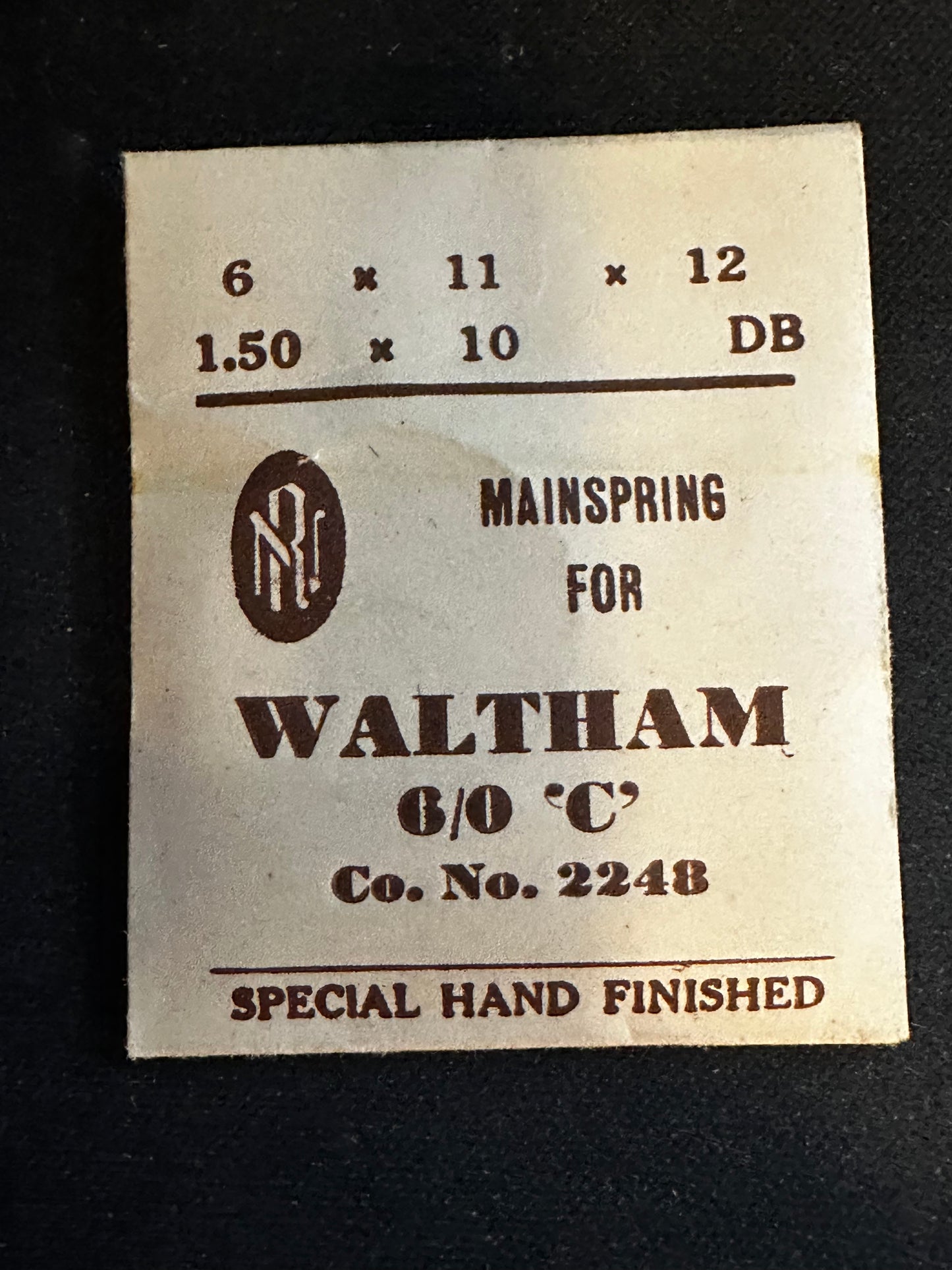 RN Mainspring for Waltham 6/0s "C" No. 2248 - Steel
