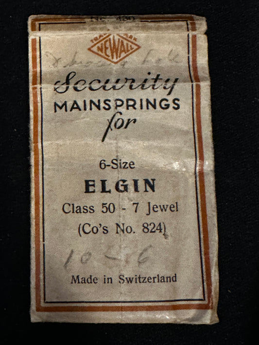 Newall Security Mainspring #430 for Elgin 6s Factory No. 824 - Steel