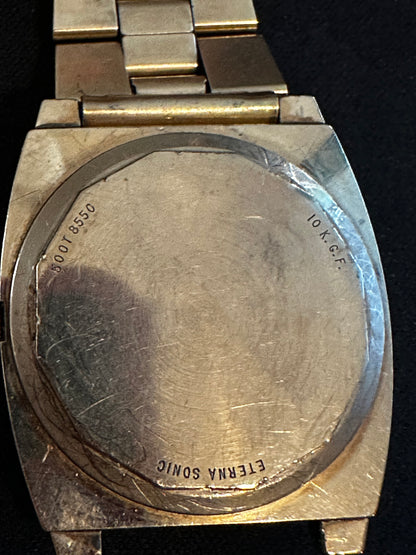 Eterna-Sonic Electronic Mens Wrist Watch 10k Gold Fill Case