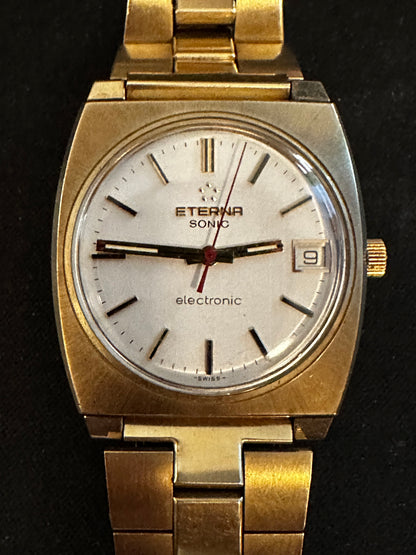 Eterna-Sonic Electronic Mens Wrist Watch 10k Gold Fill Case