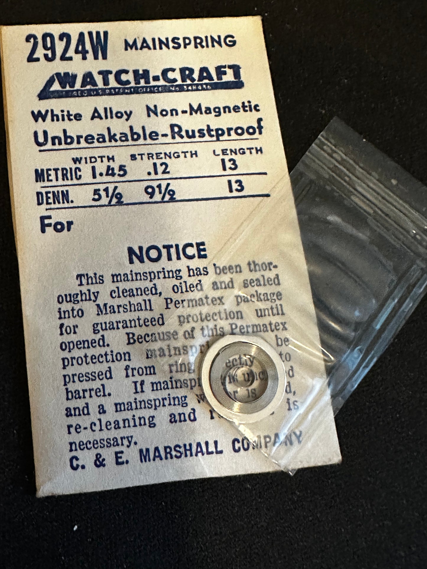 WATCH-CRAFT Mainspring 2924W for Diehl 157/01, /02, /03, /04, Junghans 693.40 - Alloy