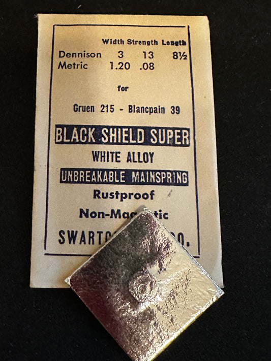 Swartchild Black Shield SUPER Mainspring for Gruen 215, Blancpain 39 - Alloy