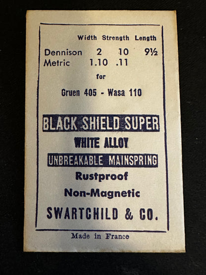 Swartchild Black Shield SUPER Mainspring for Gruen 405, Wasa 110 - Alloy