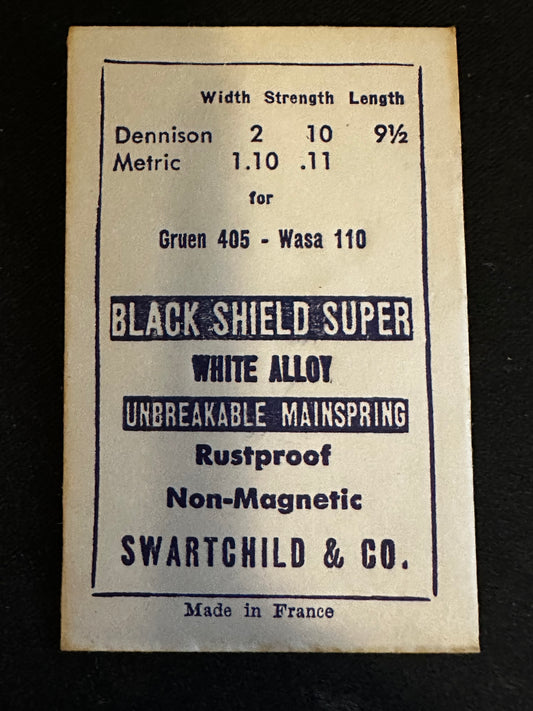 Swartchild Black Shield SUPER Mainspring for Gruen 405, Wasa 110 - Alloy