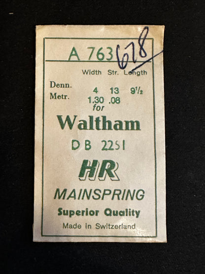 HR Mainspring A763 - for Waltham Model 678 No. 2251 - Steel