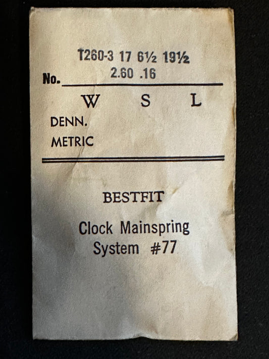 BESTFIT Clock Mainspring for Travel Alarm Clocks 2.60mm x .16mm - No. T260-3