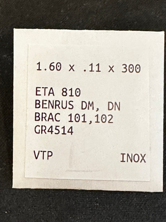 Alloy Mainspring for ETA 810, Benrus DM, DN, Brac 101, 102