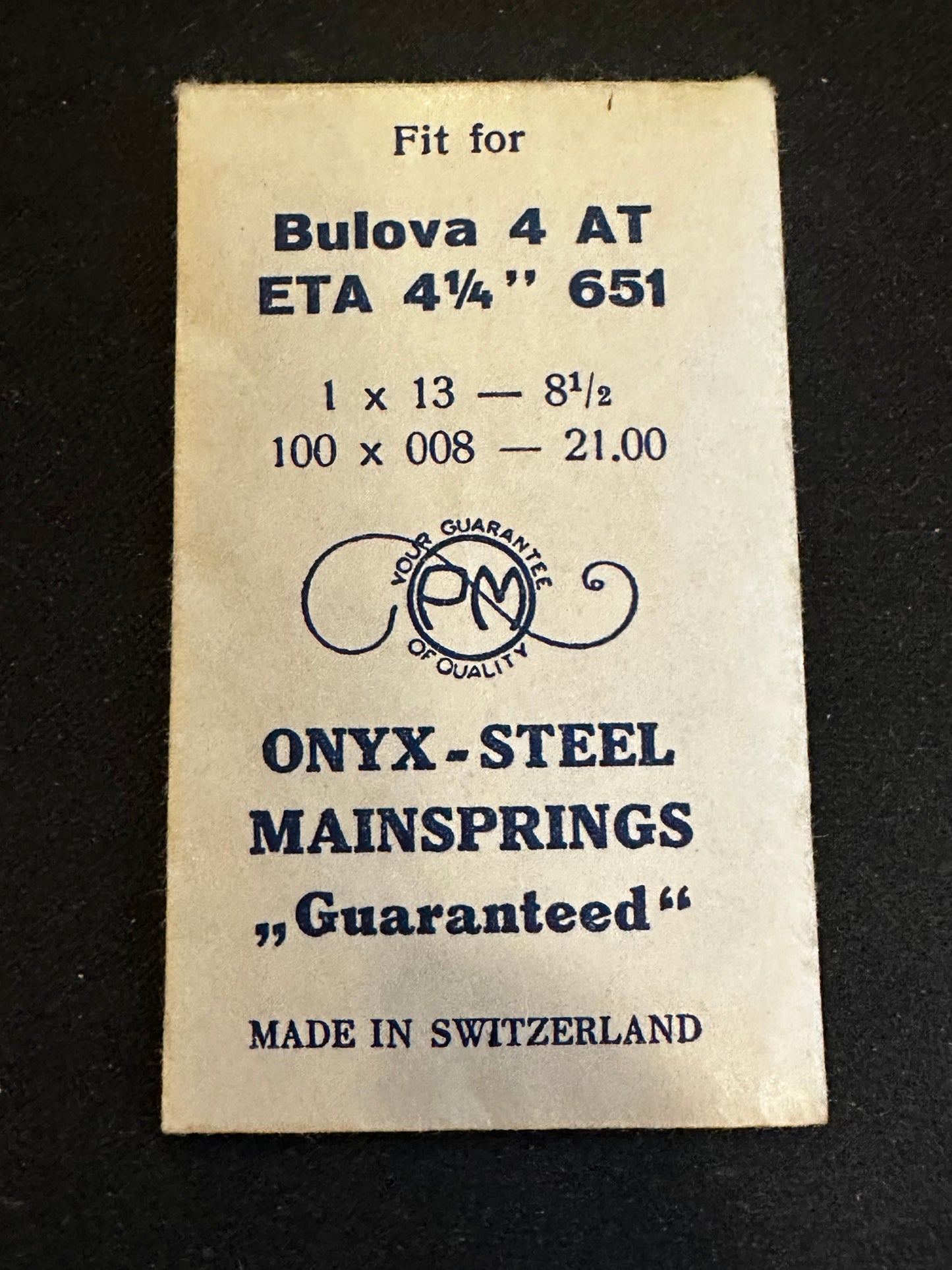 PM Mainspring for Omega caliber 20F movements - ONYX Steel