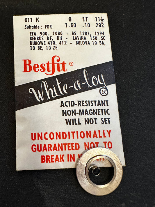 BESTFIT Mainspring 611K for ETA 900, 1080, Bulova 10BA, 10BE, 10ZE, AS 1287, 1294 - Alloy